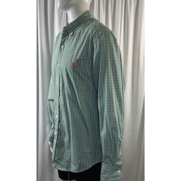 US POLO ASSN Long Sleeves Button Down Shirt, Green/White/ Black, Sz: XL, 77-07 - Picture 2 of 13